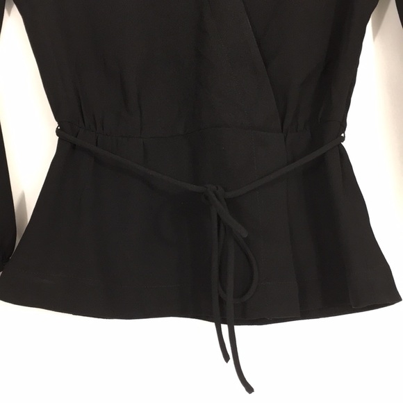 J Crew Black Drapy Faux Wrap Top Peplum Blouse - Picture 3 of 14